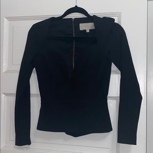 Black structured sweetheart neckline top